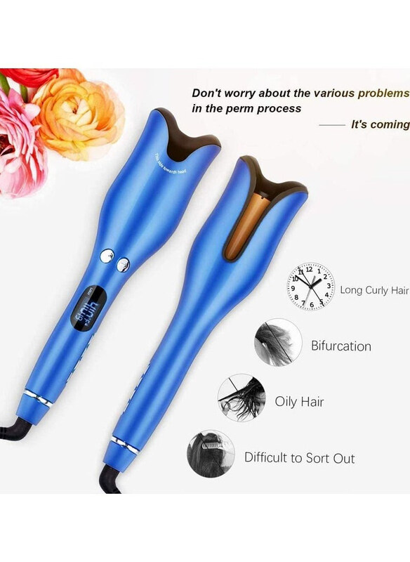 

Generic Automatic Professional Electric Magic Hair Curler with LCD Display & Adjustable Temperature, Blue/Black