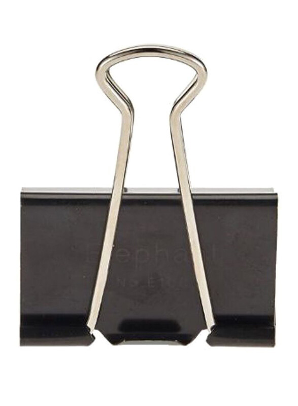 

Elephant 12-Piece Binder Clip Set, E111, Black/Silver