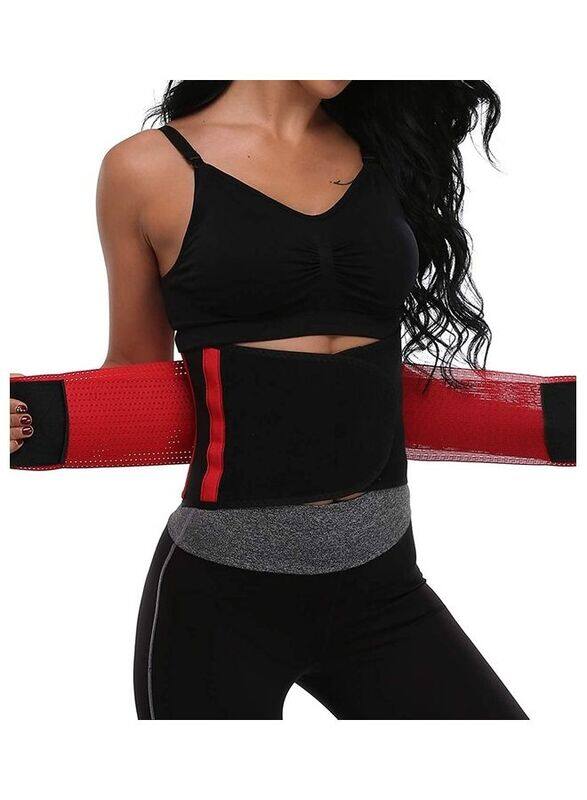 

XiuWoo Waist Trainer Trimmer Sauna Sweat Belt Shapewear, Small, Red/Black