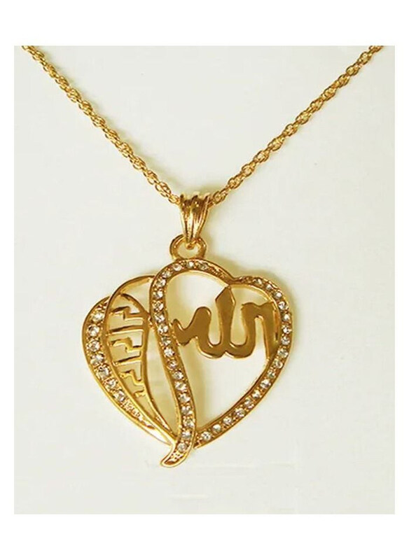 

Generic Allah Symbol Diamond Pendant with Chain for Women, Gold