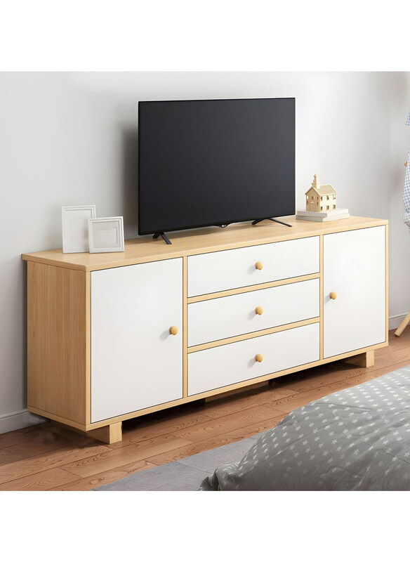 

DubaiGallery Simple TV Cabinet New Floor Cabinet Living Room Multifunctional Bedroom TV Cabinet, Beige/White