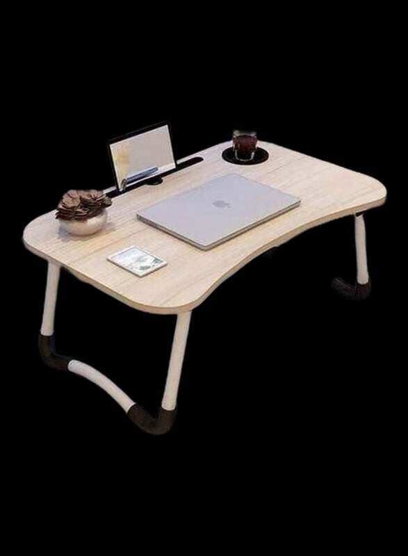 

Unspecified Portable Lap Desk Table with Cup Holder, Beige