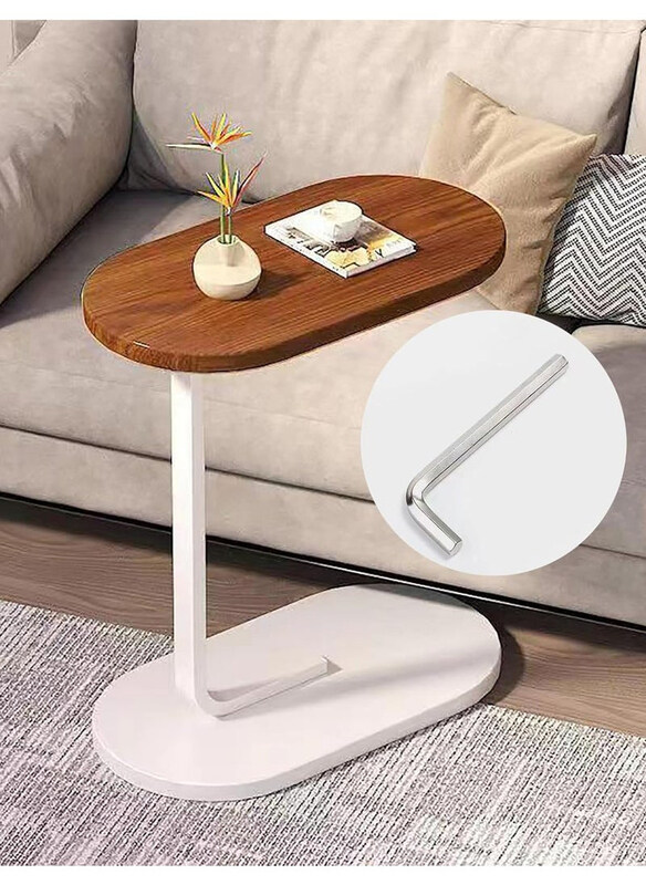

DubaiGallery Mobile Minimalist Small Side Table, Brown/White