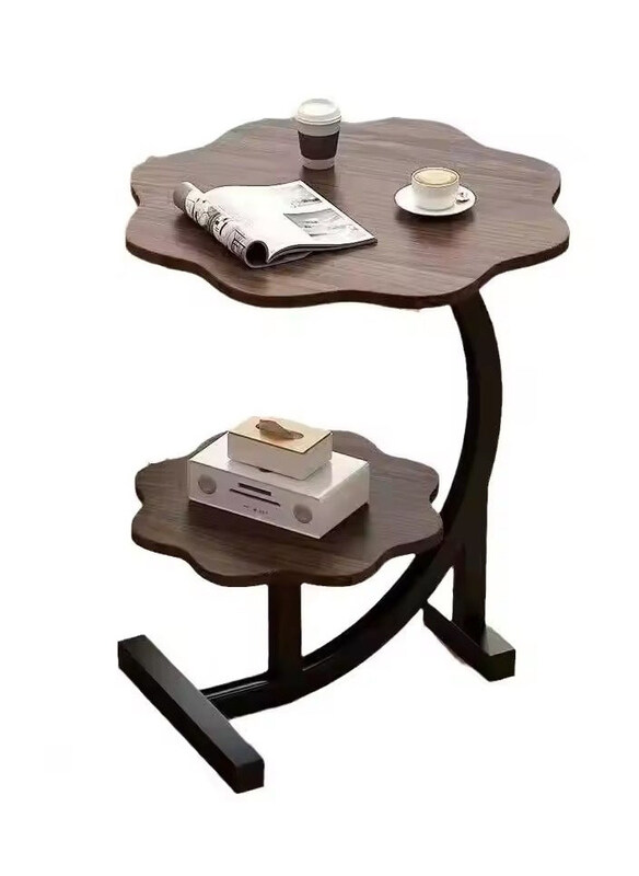 

DubaiGallery Oval Table C-Shaped Couch Table for Living Room, Black/Brown