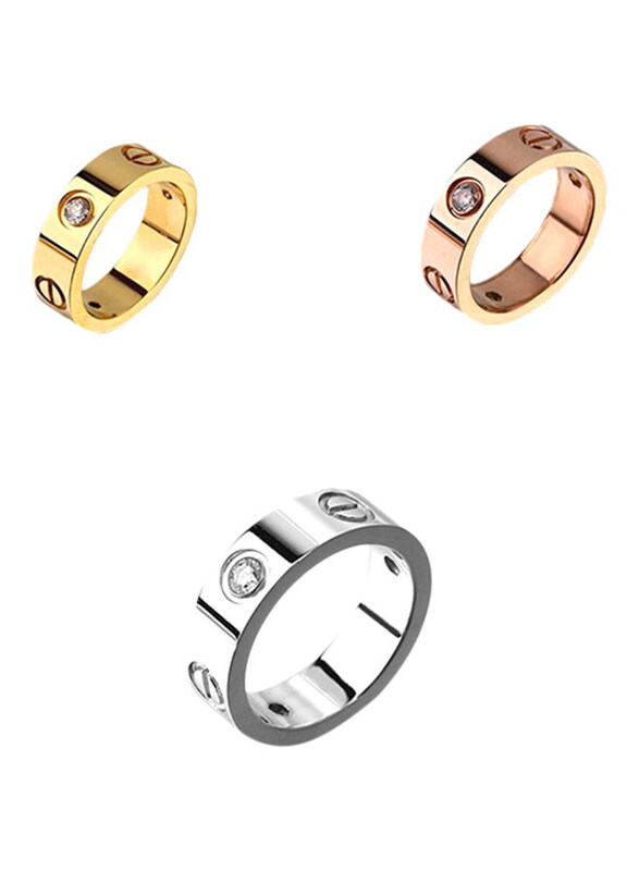 

Generic Metal Diamond Screw Band Rings Unisex, 16 mm, 3 Pieces, Multicolour