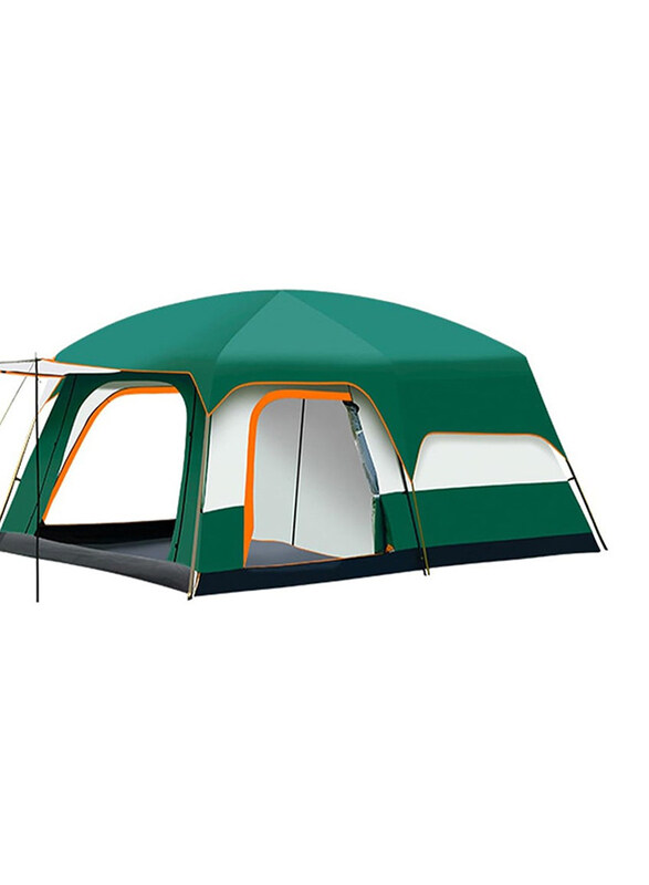 

DubaiGallery 8-12 Person Double Layers Camping Family Tent with 2 Extra Dark Sleeping Cabins, Green