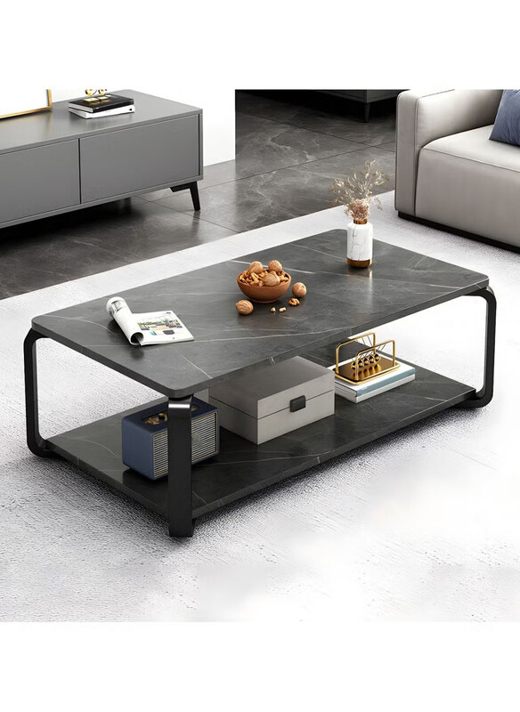 

DubaiGallery Marble Nesting Table with Metal Frame Legs, Black