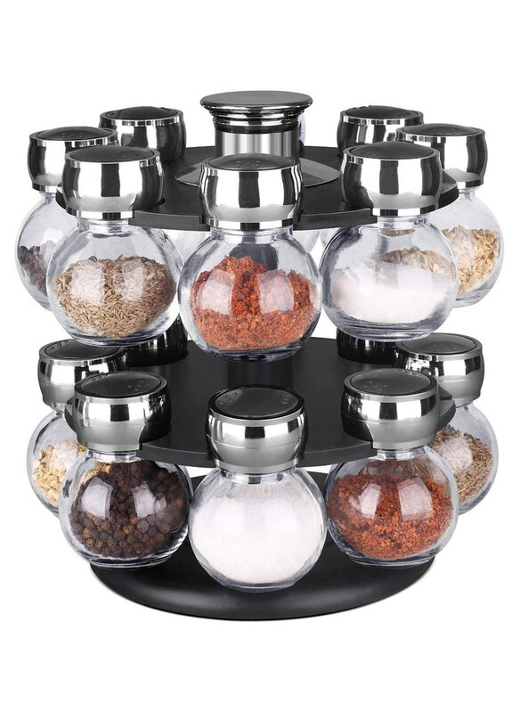 

Dubai Gallery 16-Piece 360 Rotating Kitchen Organizer Multi-Purpose Kitchen Storage Big Revolving Rotating Spice Rack, Multicolour
