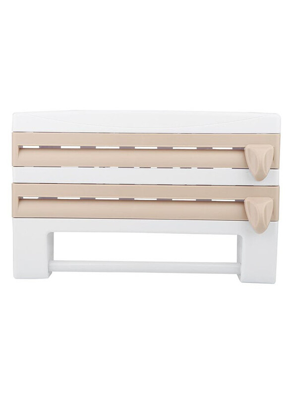 

Generic Multi-Function Paper Roll Holder Kitchen Rack, Beige/White