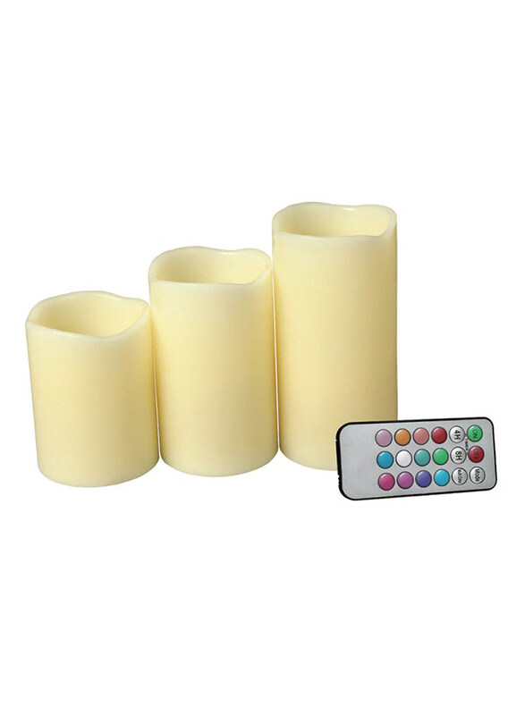 

Generic Scented LED Candle With Remote Control, 3 Pieces, Yellow