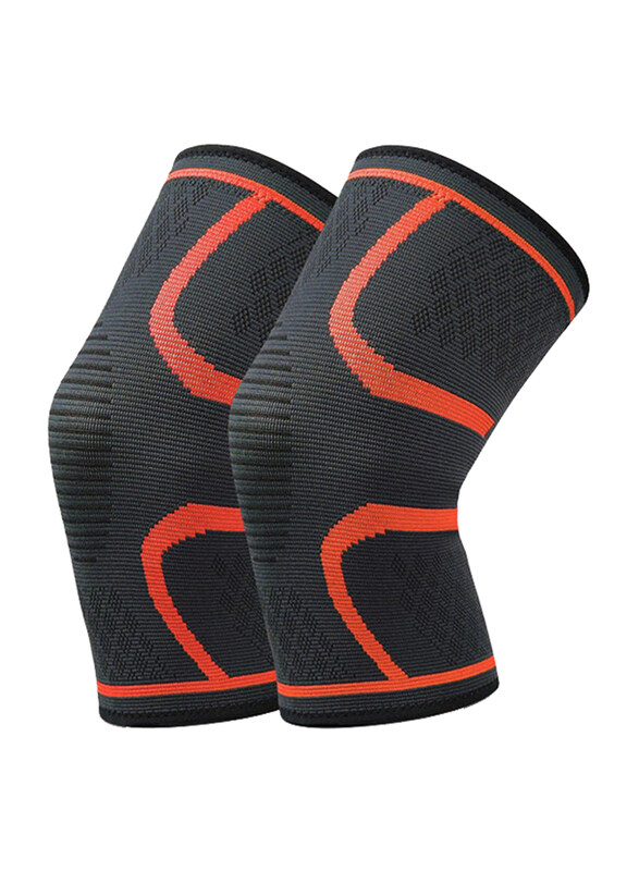 

Generic 2-Piece Unisex Sport Knee Pad with Breathable Compression, 20 x 5 x 12cm, Y-17435C-XL, Black/Orange