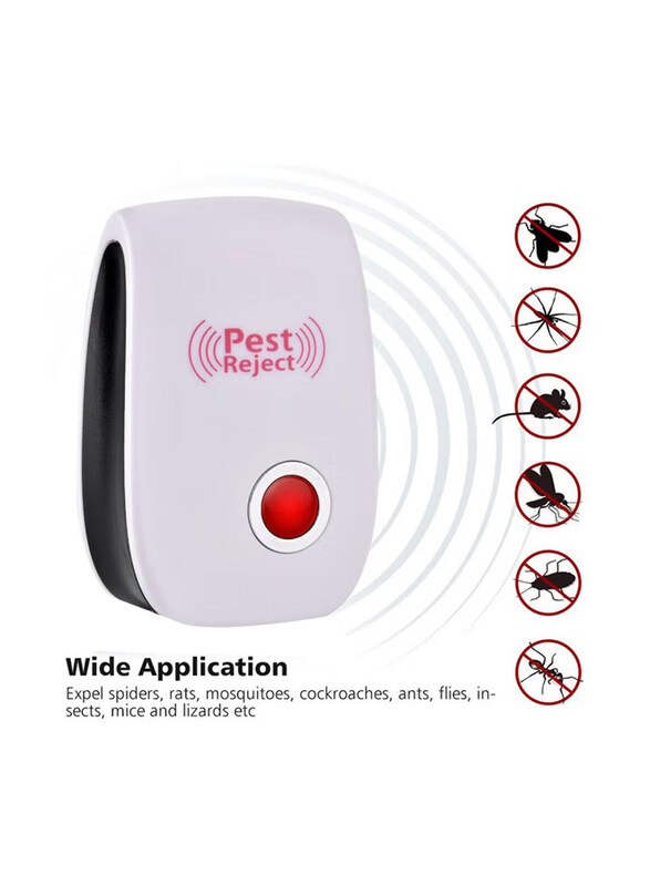 

Pest Reject Electronic Pest Reject Garden Home Ultrasonic Cockroach Repelled Device for Insects, Rats, Spiders & Mosquitoes Killer Pest Control, White