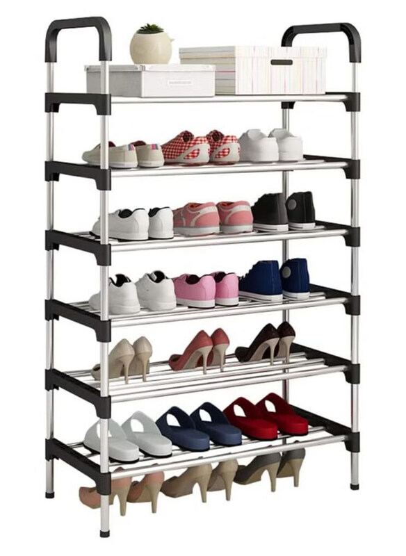 

DubaiGallery 6 Tier Shoe Storage Rack Shelf Storage Organizer Stand, Silver/Black