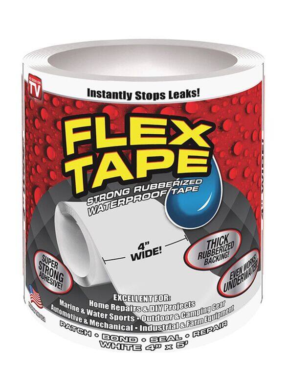 

Flex Tape Strong Rubberized Waterproof Seal Tape, 4" x 5', White