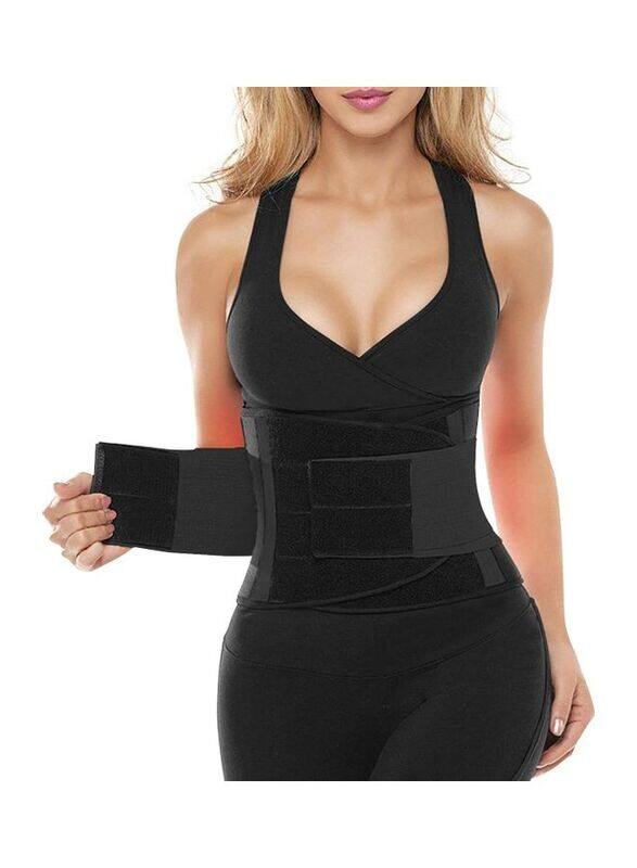 

XiuWoo Waist Trainer Trimmer Sauna Sweat Belt Shapewear, Large, Black