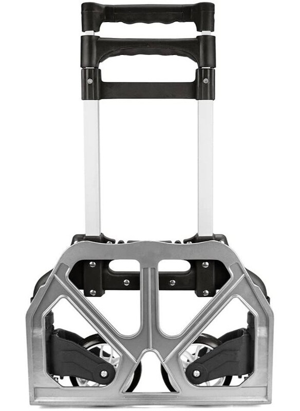 

DubaiGallery Foldable Hand Sack Truck Aluminium Trolley, Black/Silver