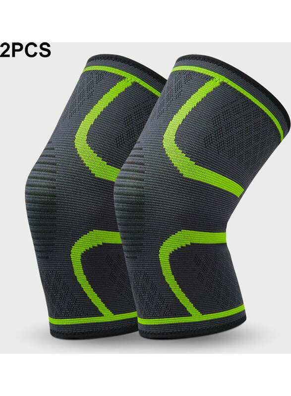 

Generic 2 Pieces Knee Compression Sleeve Knitted Fabric Joint Pain-Relief Football Knee Brace for Unisex, Medium, Light Green