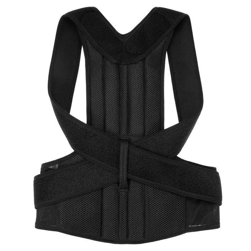 

Generic Shoulder Relief Brace Lumbar Upper Lower Adjustable Back Posture Corrector, 37 x 4.5 x 26 cm, Black