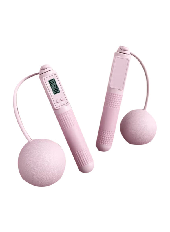 

DubaiGallery Cordless Silicone Electronic Counting Skipping Jump Rope with Heavy Balls & Anti-Skid Handle for Home & Gym, Pink