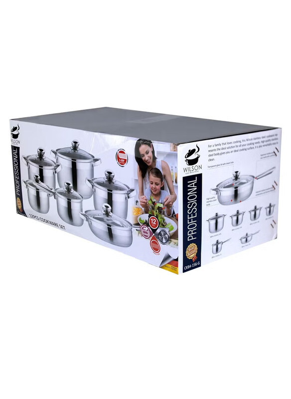 

Wilson 12-Piece Stainless Steel Cookware Set with Handle, Silver