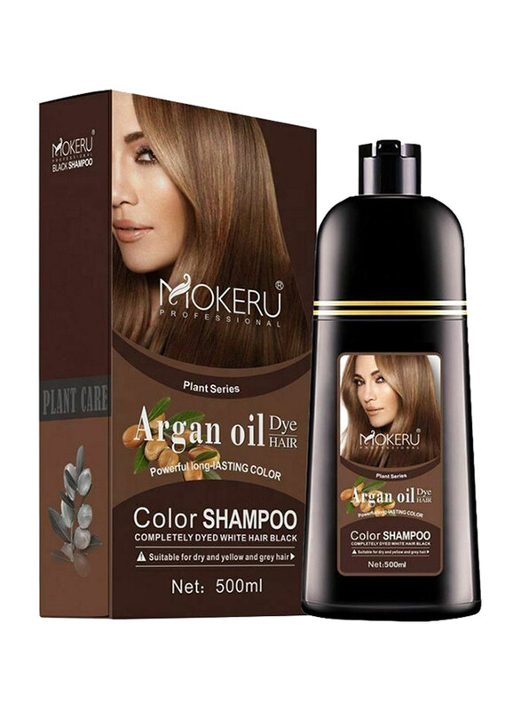 

Mokeru Argan Oil Dye Hair Color Shampoo, 500ml, Dark Brown 02