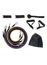 11 Pieces Fitness Resistance Bands Set, 42-Inch, Multicolour