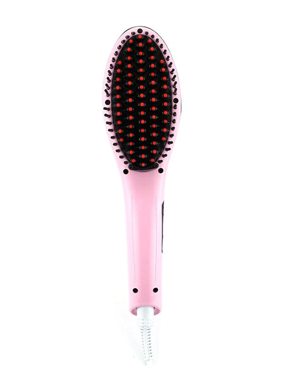 

Generic LCD Display Fast Hair Straightener Brush, 27.5 x 7 x 5cm, Pink/Black