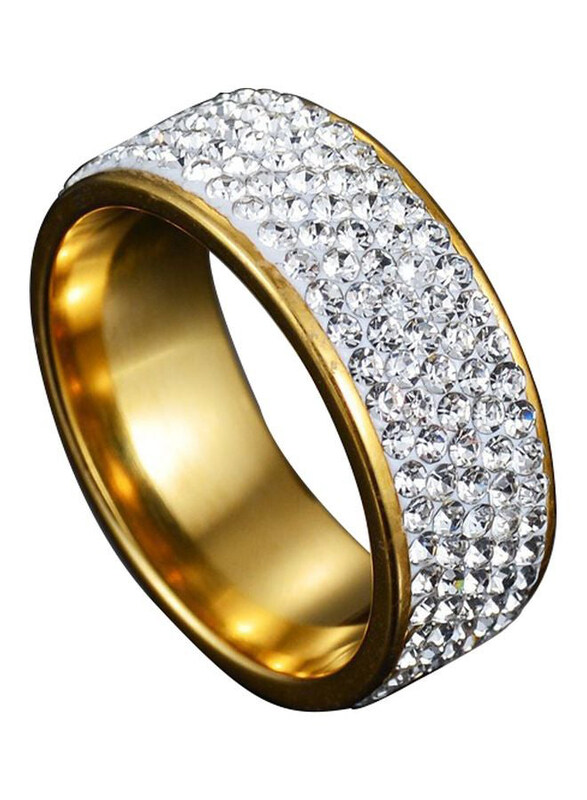 

Generic Titanium Zircon Ring Unisex, US 10, Gold