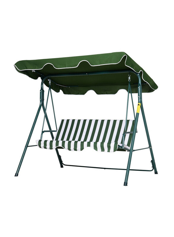 

DubaiGallery 3-Seat Patio Outdoor Porch Swing Glider Chair with Canopy, Green/White