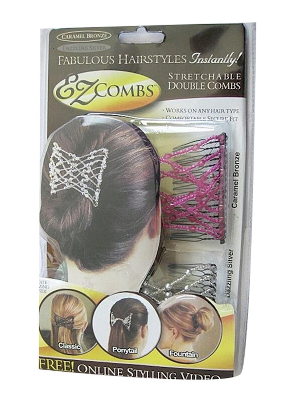 

Ez Combs Stretchable Double Comb Set for All Hair Types, 2 Pieces