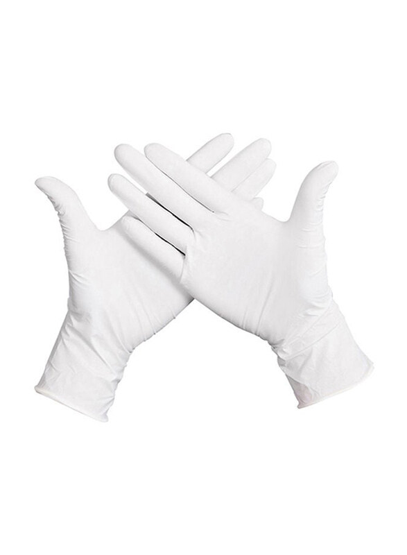 

Generic 50-Piece Powder-Free Rubber Latex Stretchy Disposable Glove Set, PLNoon_2, White