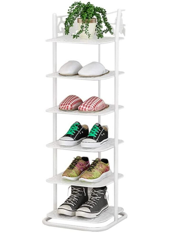 

Generic Industrial Iron Shoe Rack Shoe Tower Shoe Storage 6-Tier Shoe Organizer, White