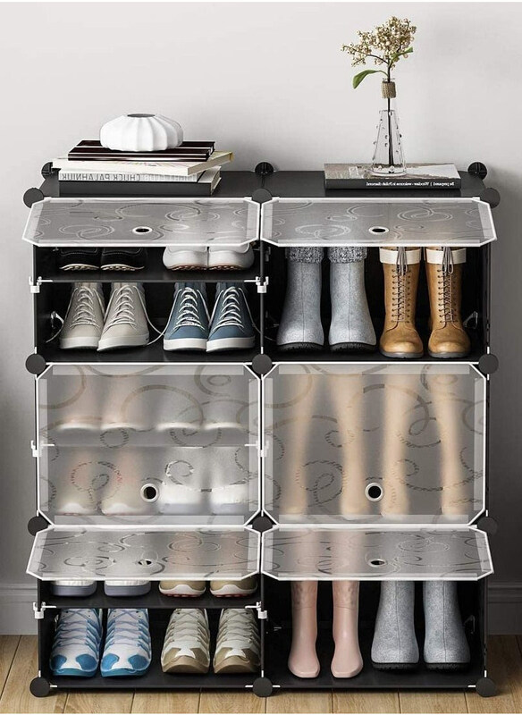 

Generic 6 Cube 12 Sells Plastic Organizer Units Stackable Shoe Storage, Black