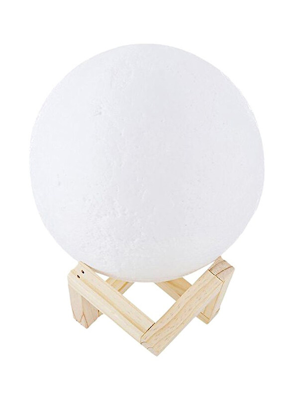 

Treasures 3D Touch Dual Color Changing LED Moon Light Lamp with Stand, White