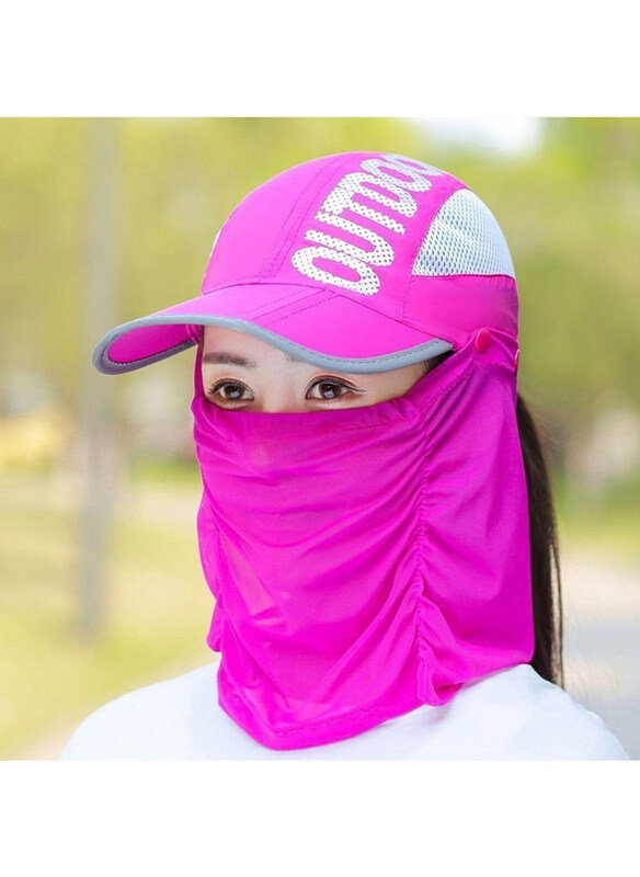 

DubaiGallery Folding Beach Outdoor Sports Breathable Mask Quick Drying Sun Hat Unisex, Pink