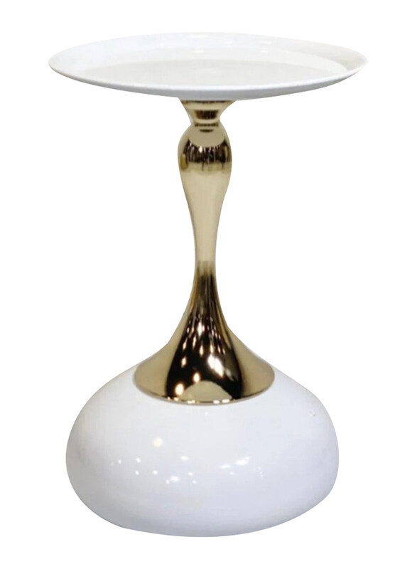 

DubaiGallery Small Round Console Stolik Kawowy Unique Centre Coffee Table, White/Gold