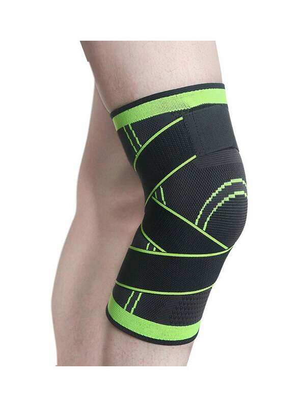 

Generic Pair of Knee Braces Knitted Adjustable Straps Support Compression Sleeve Non-Slip Breathable Basketball Running Fitness, XXL, Black/Green
