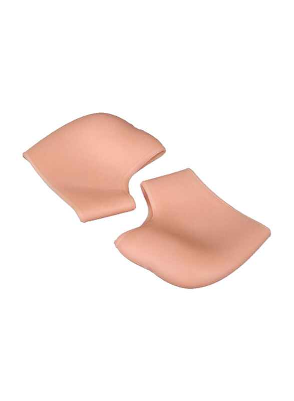 

Generic Soften Cracked Foot Protector Pain Relief Unisex Silicone Heel Socks with Hole, Beige, 2 Pieces