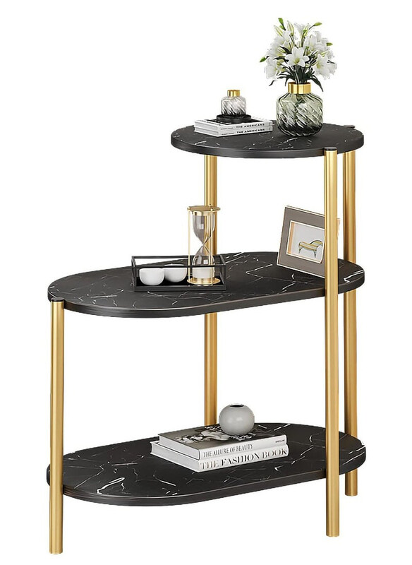 

DubaiGallery Multi-Layer Luxury Italian Light Simple Side Tables, Black/Gold