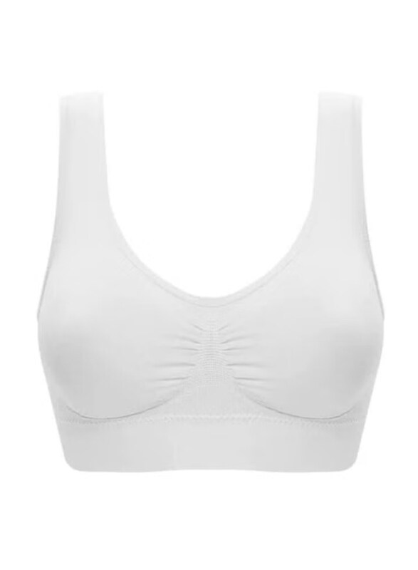 

Generic Seamless Breathable Brassiere Rimless Padded Bra, White, Medium