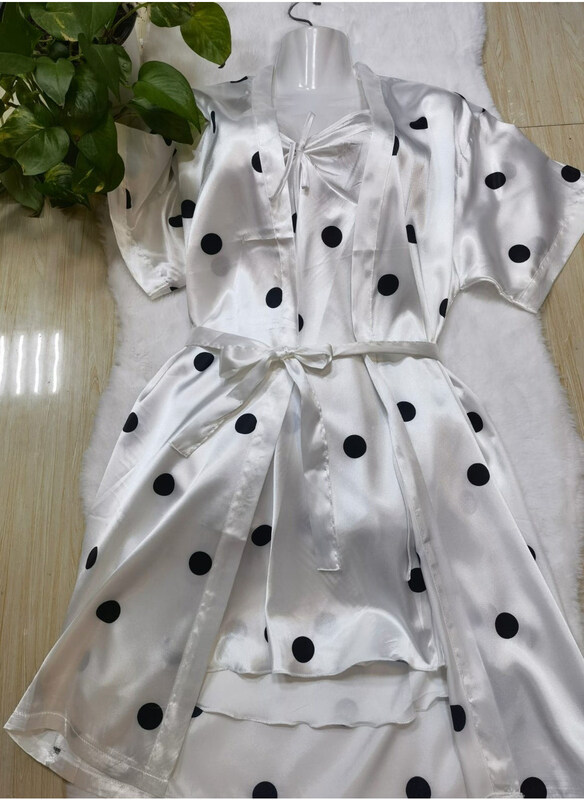 

DubaiGallery V-Neck Sweet Silk Sleepwear Robes for Women, Multicolour