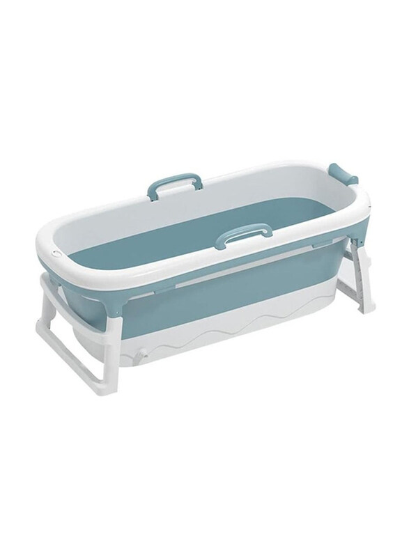 

DubaiGallery Outdoor Family Portable Plastic Non-Slip Foldable Extra Large Freestanding Bathtubs, Blue/White