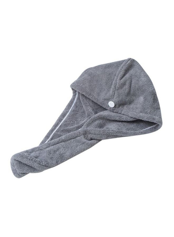 

Generic Buttoned Hair Towel Wrap for All Hair Types, 16 x 3 x 12cm, Grey