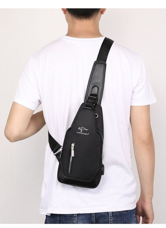 

Dubaigallery Multifunctional Waterproof Password Anti-Theft Chest Sling Bag for Men, Black