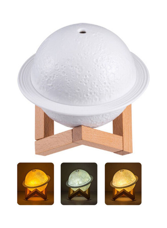 

Generic Saturn Shaped Humidifier with Night Light, 8W, H37304-su, White