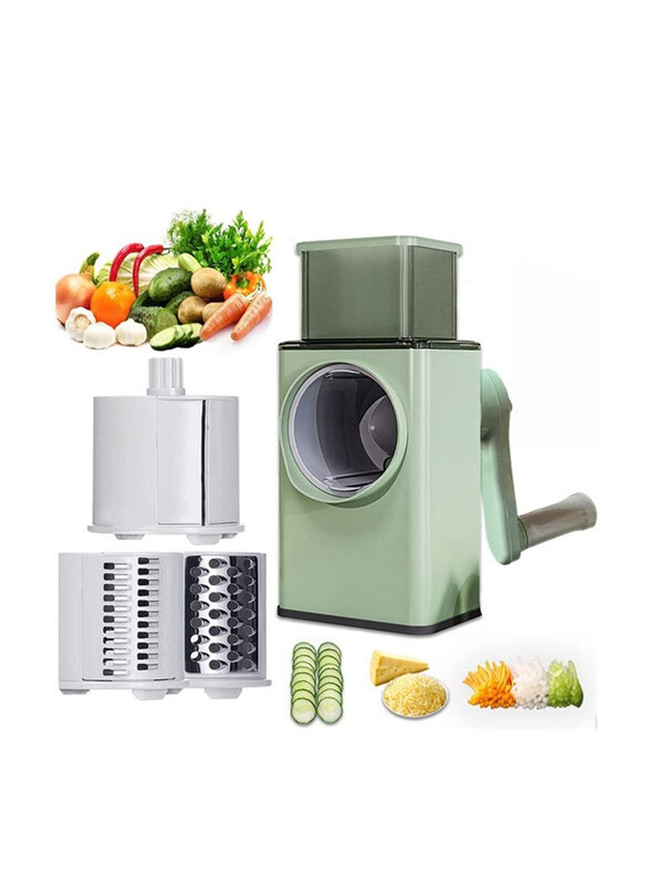 

DubaiGallery Manual Vegetable Shredder Easy to Clean Stainless Steel Blade Non Slip Sucker Universal Rotating Vegetable Grater for Kitchen, Green