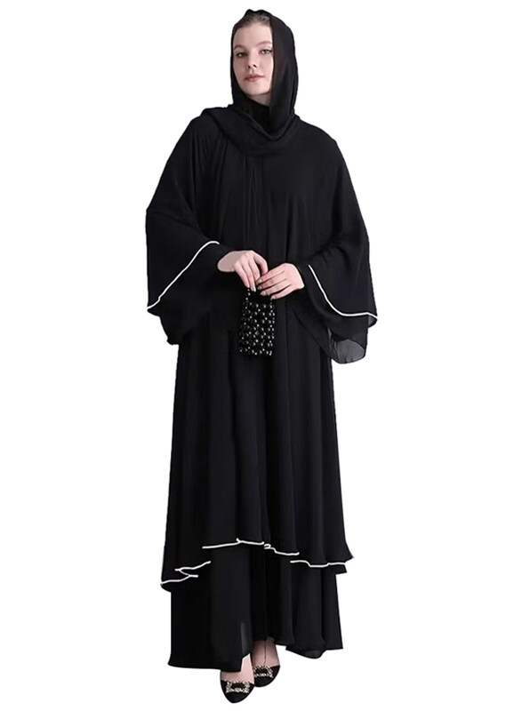 

DubaiGallery Dubai Robe Abaya/Party Kaftan Gown Eid Islamic Muslim Women Long Dress, Black