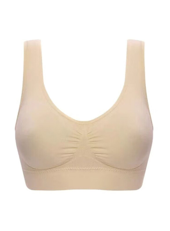 

DubaiGallery Seamless No Pad Underwear Bralette Bra, Beige, Medium