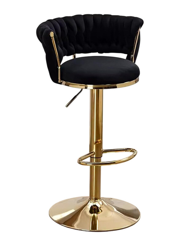 

DubaiGallery Luxury Bar Modern Round Adjustable Reception Chair, Gold/Black