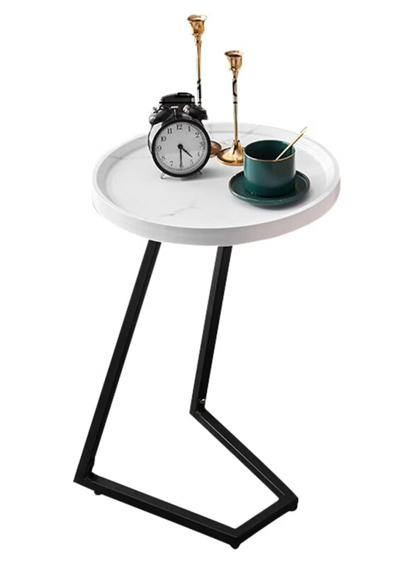 

DubaiGallery Sofa Side End Table, White/Black
